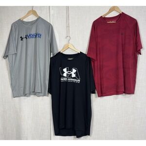 Under Armour UA Men's XXL 2XL T-Shirts Shirts LOT of 3 Red Gray Black